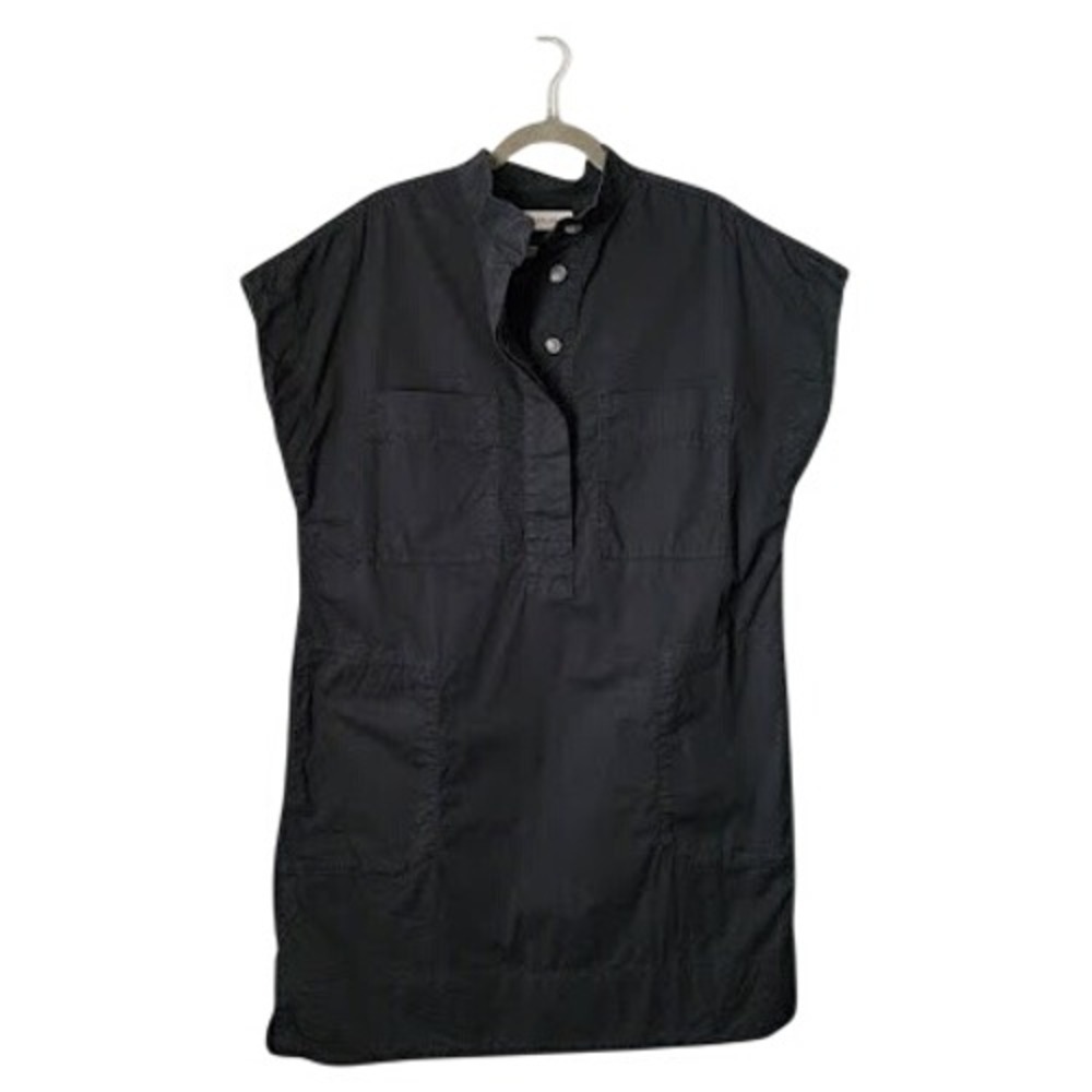Everlane Organic Cotton Utility Shift Dress Black Cap Sleeve L Workwear Mini